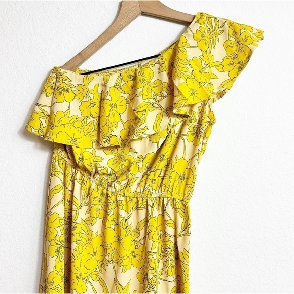 CUPSHE YELLOW FLORAL PRINT ONE  SHOULDER WOMEN SUMMER DRESS SIZE XS BRAND NEW - Picture 2 of 11